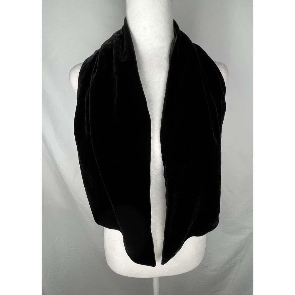 Black Velvet‎ Asymmetrical Draped Scarf Wrap Silk Blend Fluid Drape Dressy